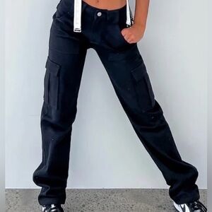 White Fox Black Cargo Pants Size S NWT